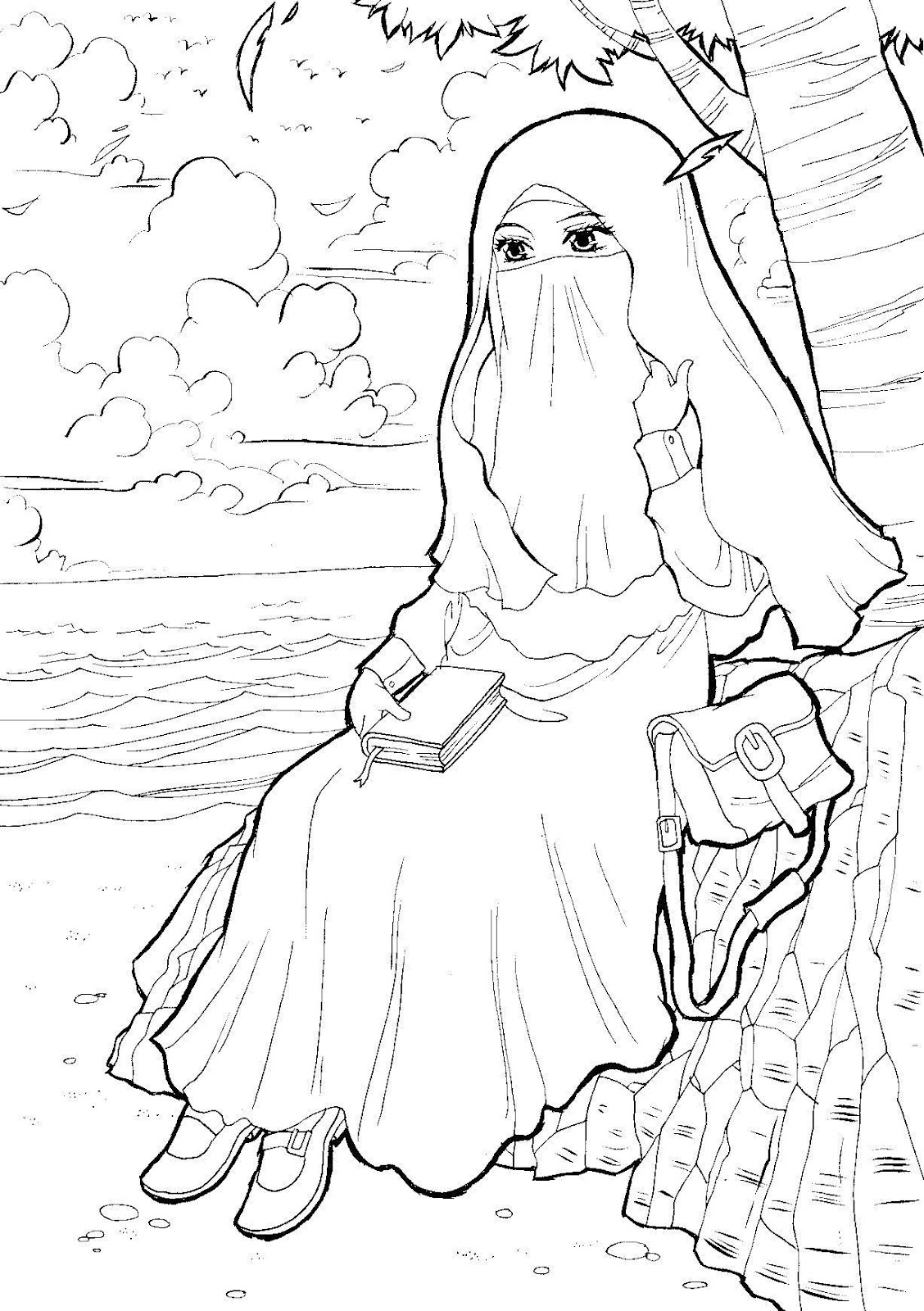 Mewarna Gambar Kartun Muslimah Comel 18 Contoh Mewarnai Gambar Kartun 