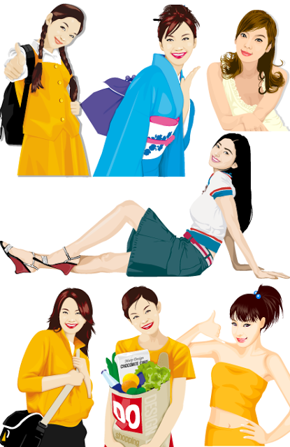 chicas japonesas vector