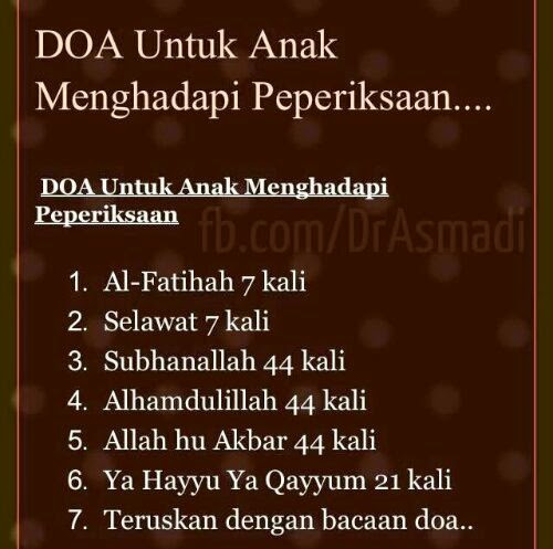 Doa untuk Anak Menghadapi Peperiksaan