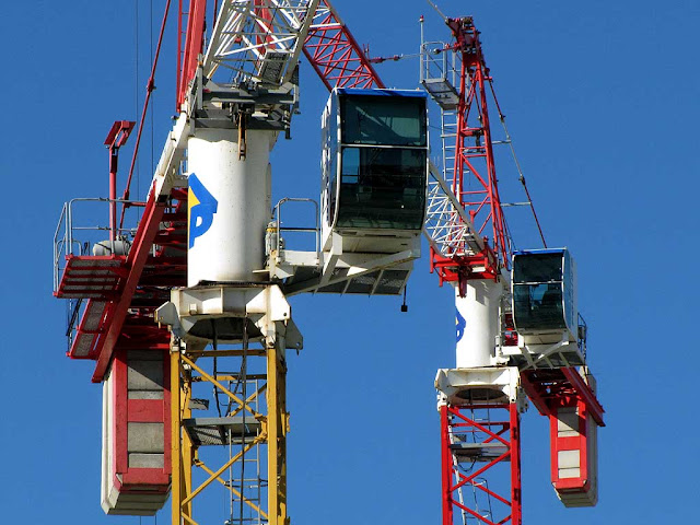 Cranes on a construction site, Porta a Mare, Livorno