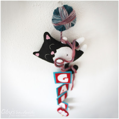 Name banner gatto nero, personalizzato, Oby's Handmade