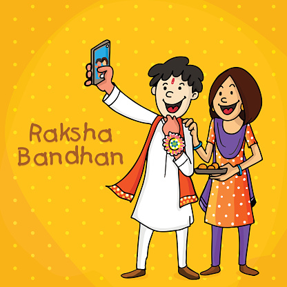 Happy Rakhi Selfie Wishes For Sister: CUTEST Cartoon Ever - Bestofshayari