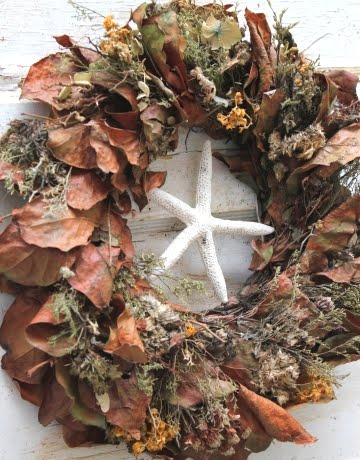 Fall Leaf wreath with starfish