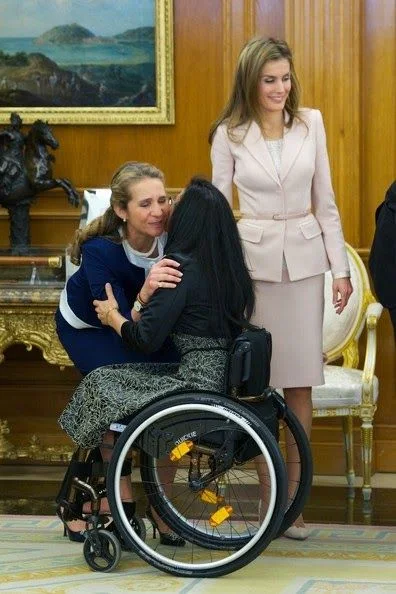 Princess Letizia met with Spanish Paralympic medalist Teresa Perales at the Zarzuela Palace in Madrid