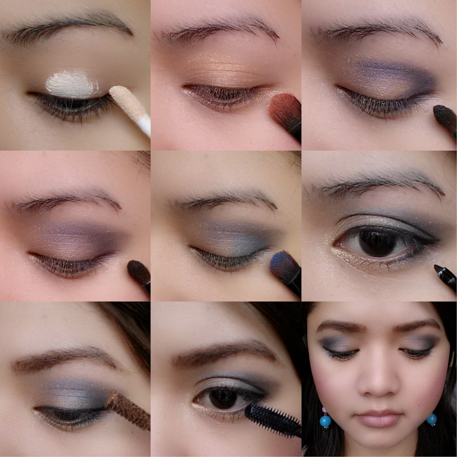 Eye Makeup Look in Gold and Shades of Blue