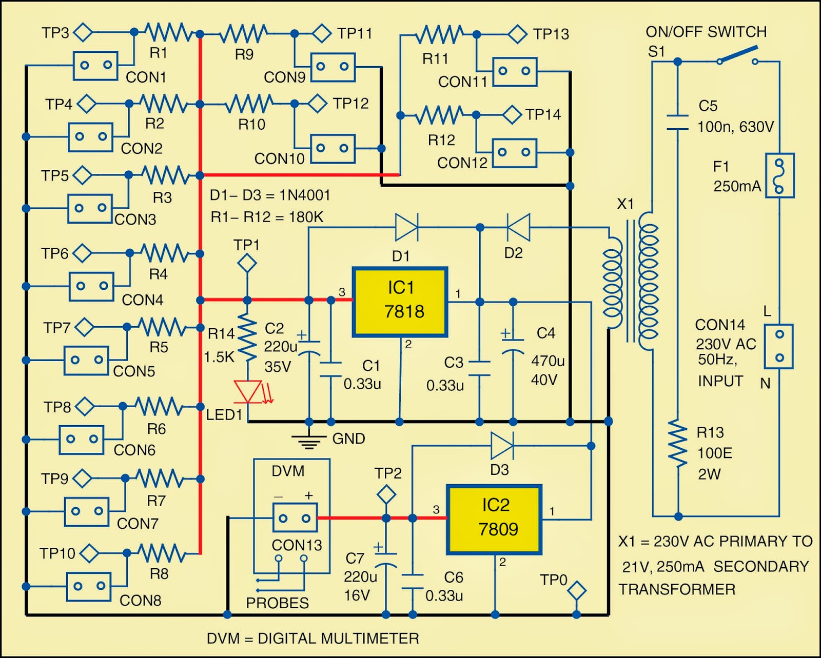 Simple TemperatureSensing Diodes Selector Circuit Diagam Electronic