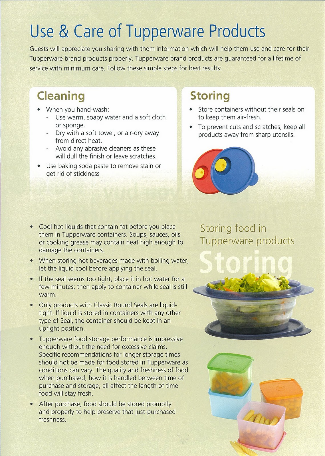 Kisah Hati Tupperware Use and Care