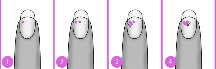 como hacer corazones en las uñas