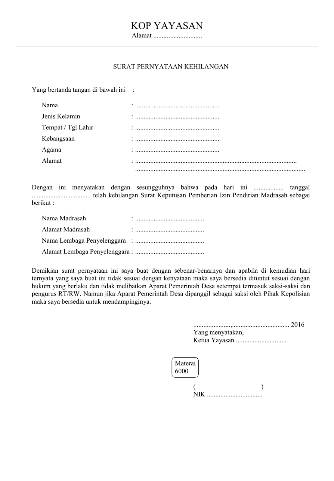 Download Contoh Surat Permohonan Pembuatan Sk Yayasan Background