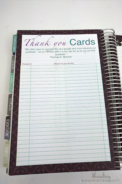 Thank you card tracker, Mothers who know 