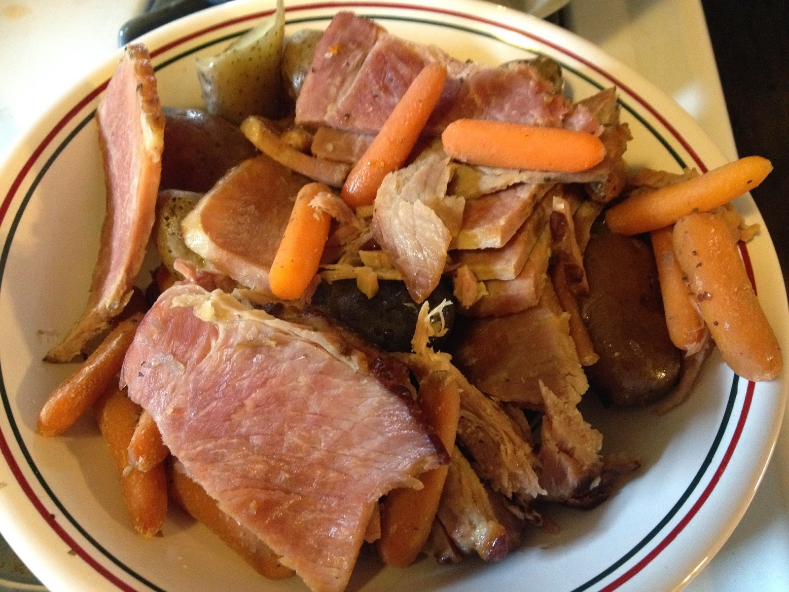 Crock pot ham and veggie dinner