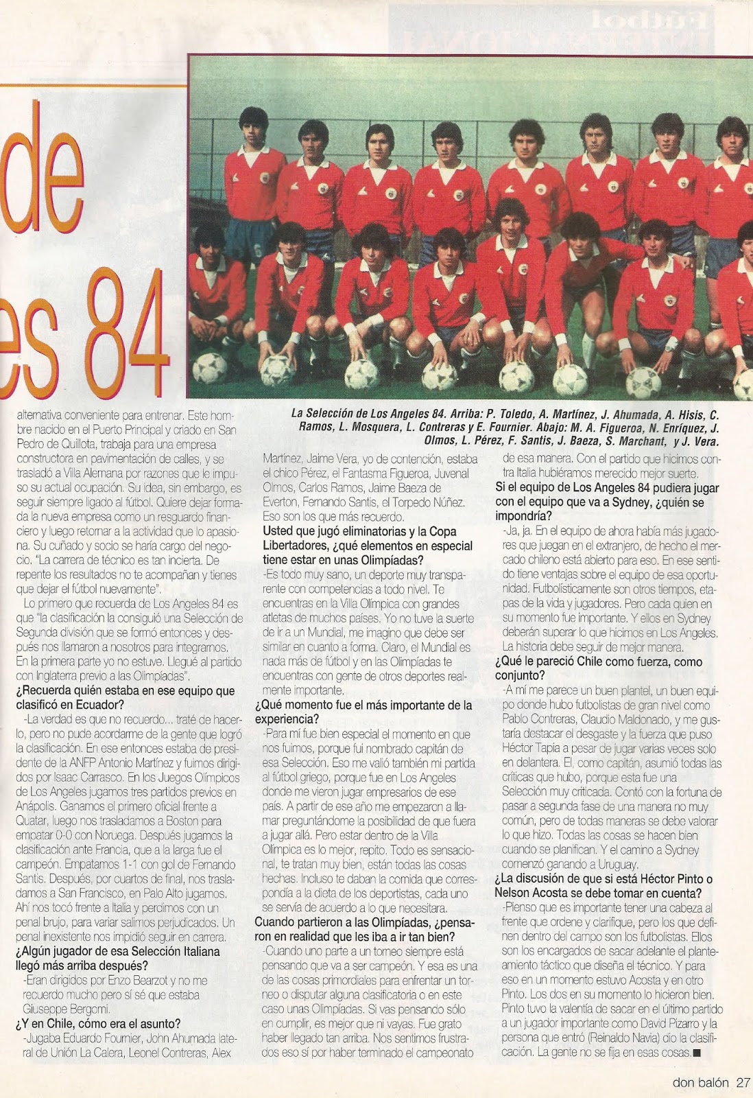 Partidos de la Roja Alejandro Hisis
