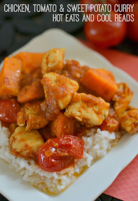 Packed full of flavor and ready in less than 30 minutes! Perfect for those busy nights! Chicken, Tomato and Sweet Potato Curry Recipe from Hot Eats and Cool Reads