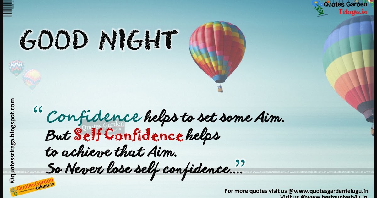 Self confidence quotes with good night greetings | QUOTES GARDEN TELUGU