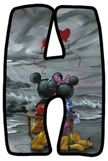 Abecedario de Minnie y Mickey Enamorados. Minnie and Mickey in Love Alphabet.