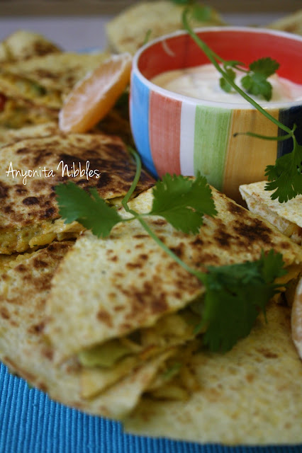 Margarita Chicken, Clementine and Criander or Cilantro Quesadillas from www.anyonita-nibbles.com