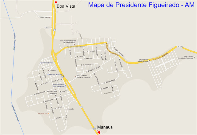 Mapa da cidade de Presidente Figueiredo - AM