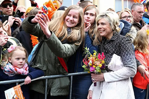 King Willem-Alexander, Queen Maxima, Princess Amalia, Princess Alexia and Princess Ariane, Princess Laurentien attend the 2016 Kings Day celebration in Zwolle