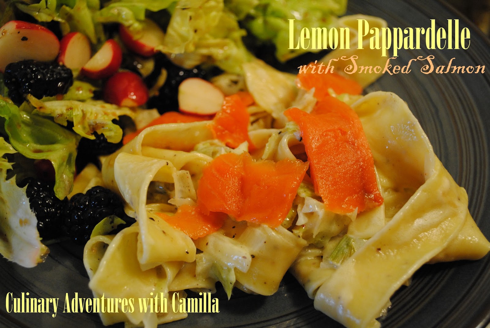 Lemon Pappardelle with Green Garlic and Smoked Salmon