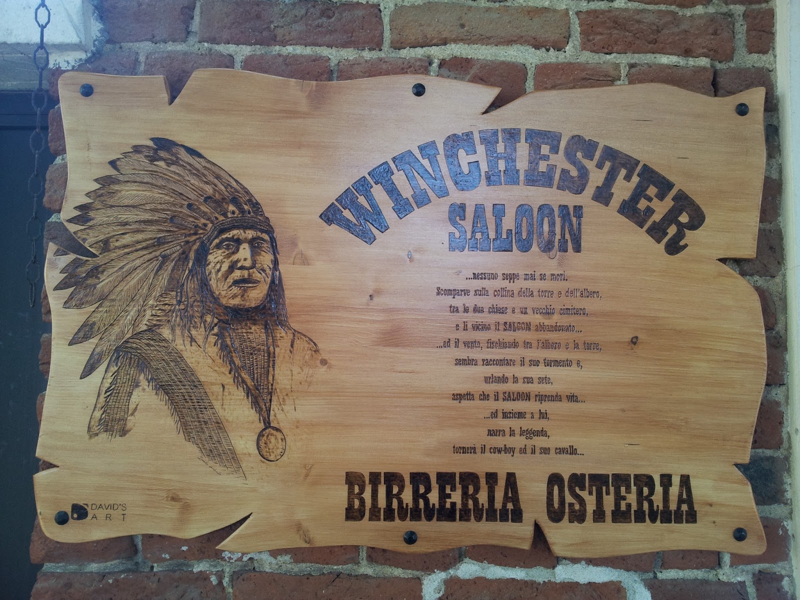 DAVID'S ART pirografia e pittura INSEGNA 04 WINCHESTER SALOON