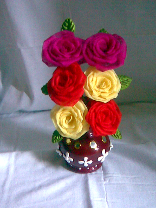 CREATIVEART FLOWER POT WITH ROSE FLOWERS