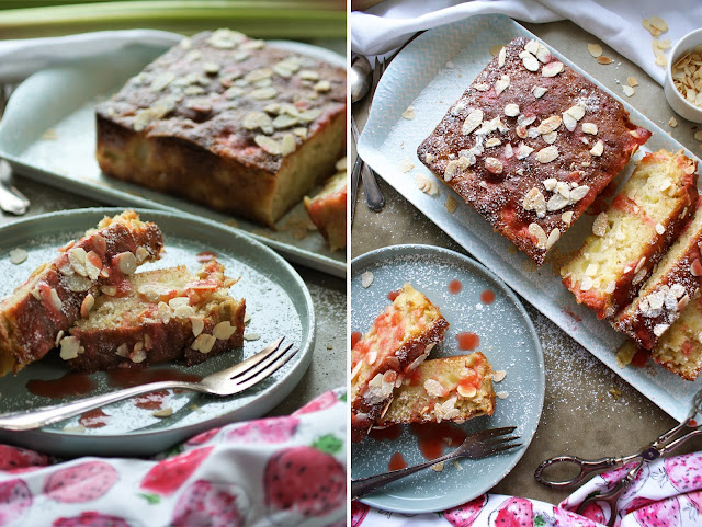 Rhabarber-Apfel Kuchen mit Erdbeer-Rhabarber Sauce