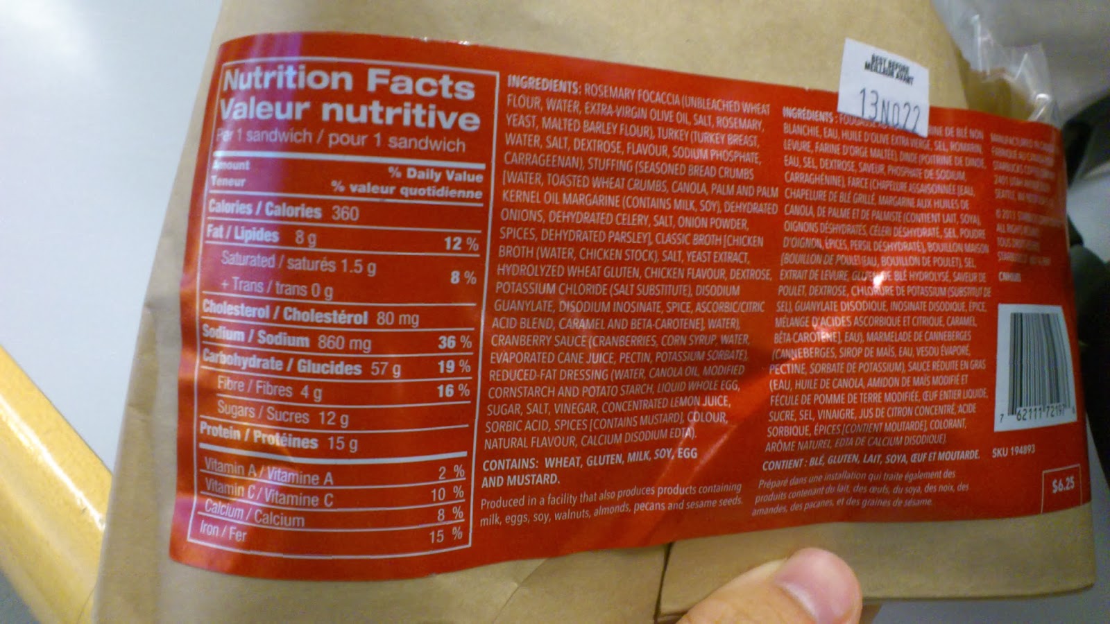 Vantraveller Starbucks Holiday Sandwich (Starbucks UBC)