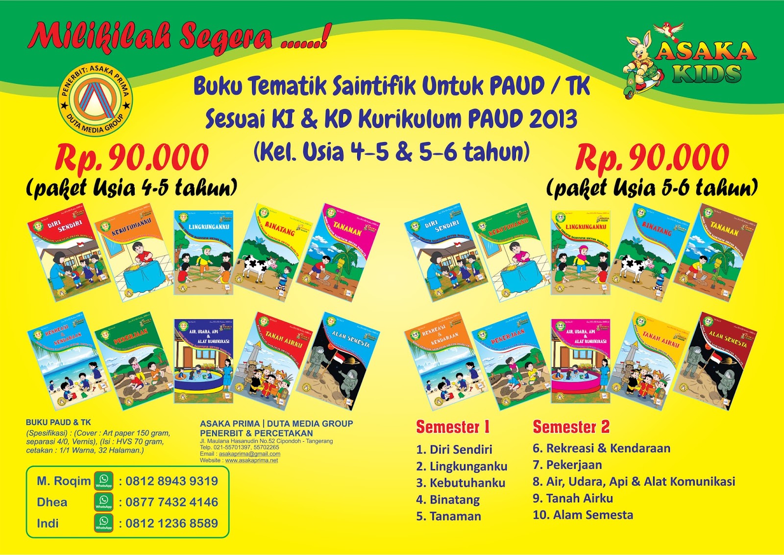Katalog buku paud Aktivitas Tematik tahun 2018 produksi