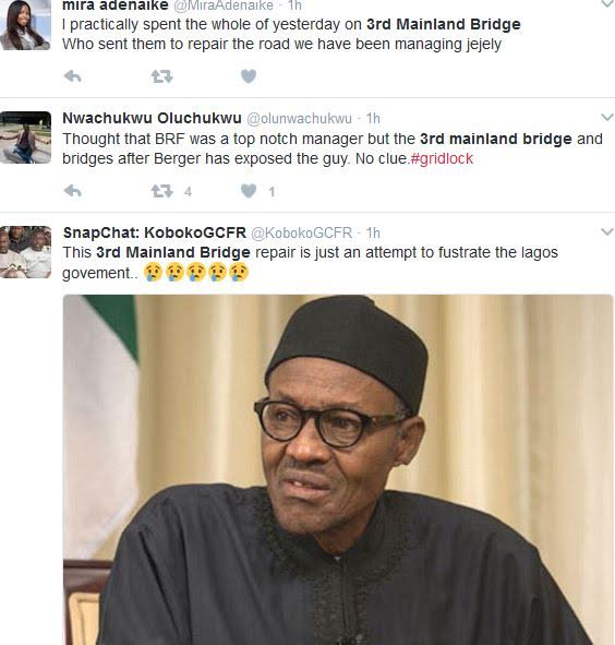 6 Traffic on 3rd Mainland Bridge: Nigerians lash out at Fashola over unannounced repairs