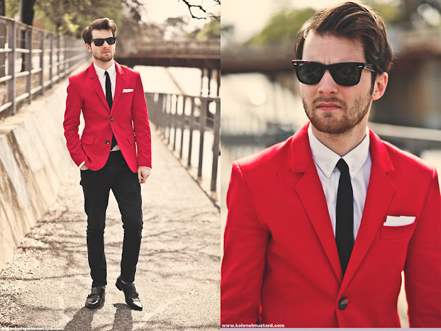 Resultado de imagem para looks blazer vermelho para homem
