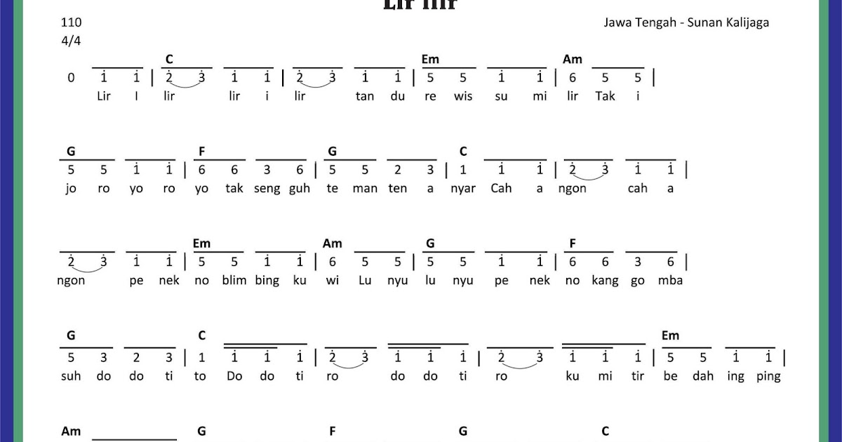 Not Angka Lagu Lir Ilir SEKITAR MUSIK Not Angka Lagu Lir Ilir SEKITAR MUSIK