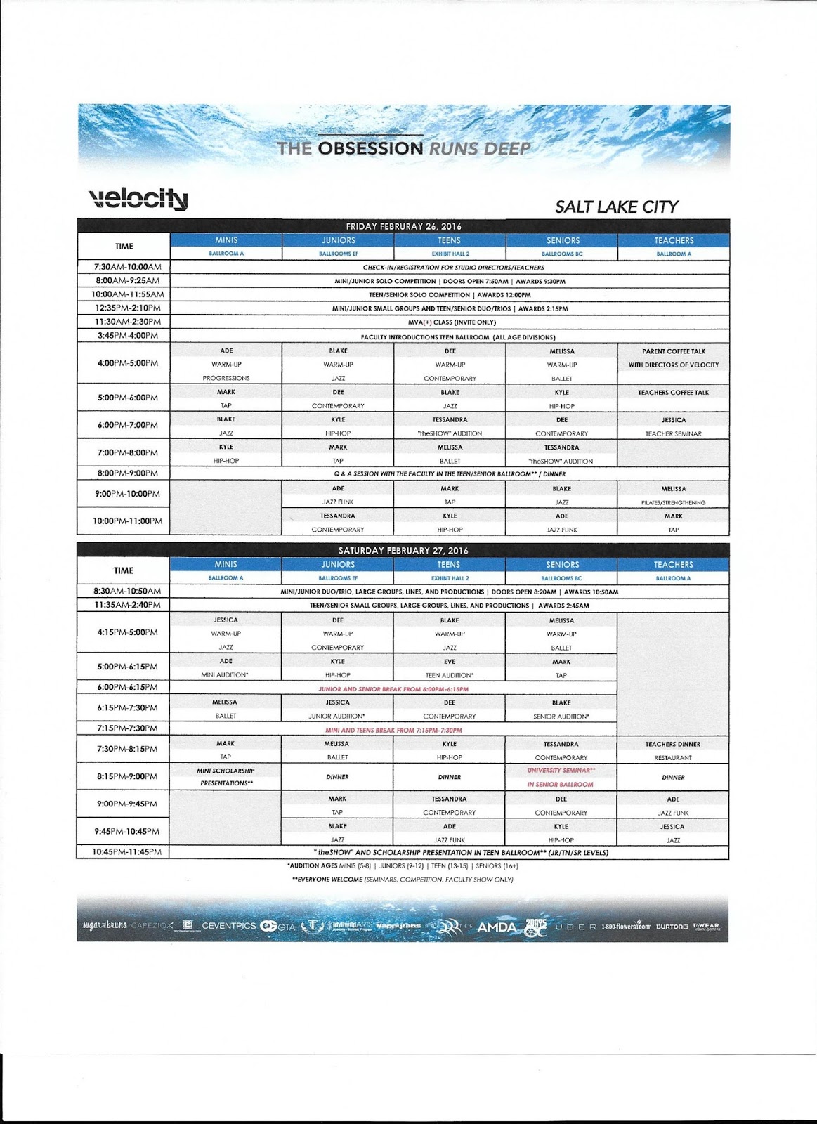 Competition/Convention General Schedule