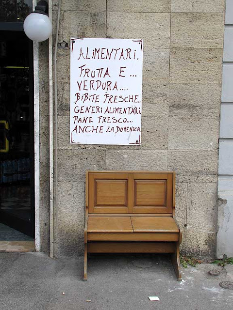 Bench outside a grocery shop, Livorno