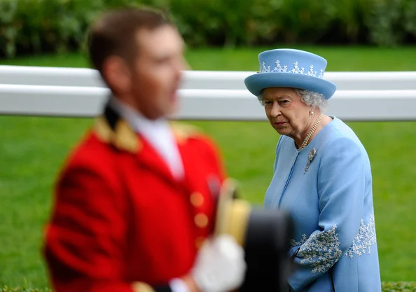 Queen Elizabeth II attended the Royal Procession on day five of Royal Ascot at Ascot Racecourse in Ascot, England