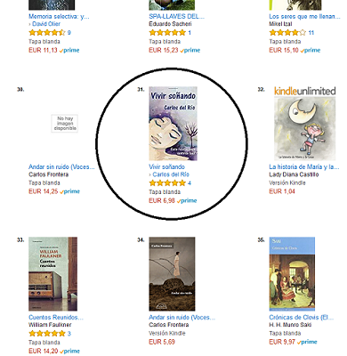 Vivir soñando, en el puesto 31 de Amazon Vivir soñando, en el puesto 31 de Amazon