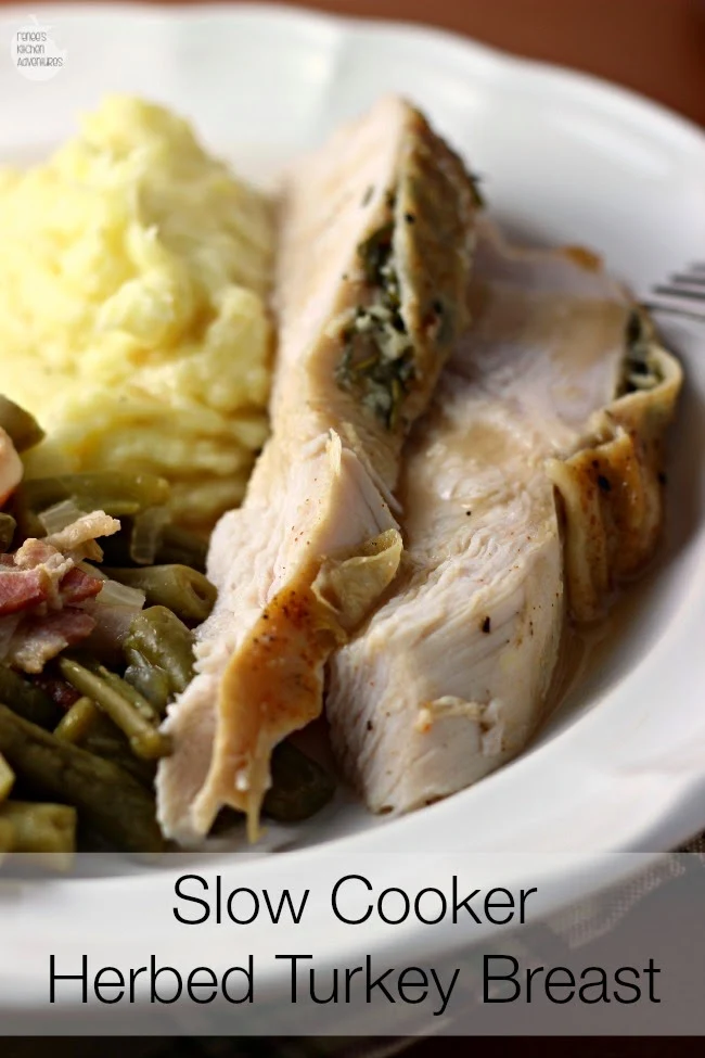 Slow Cooker Herbed Turkey Breast:  Perfect turkey breast EVERY. SINGLE. TIME!  Best method I have found to cook a whole turkey breast! 