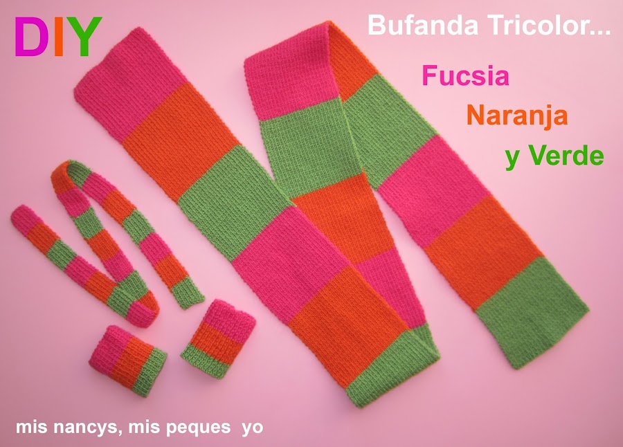 mis nancys, mis peques y yo, tutorial bufanda tricolor niña y nancy