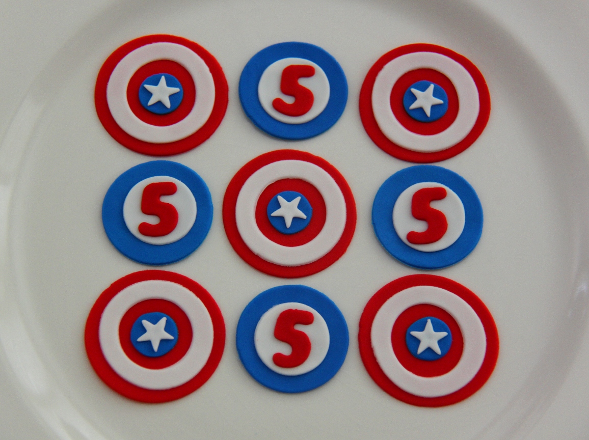 Emily's Delights Captain America (& 5th Birthday) Cupcake Toppers