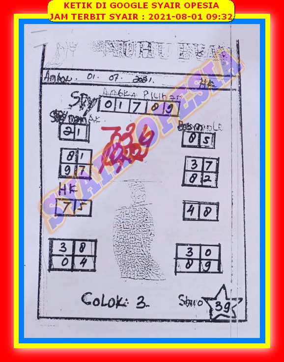 Syair Sgp Hari Ini Minggu 1 Agustus 2021 Opesia Official