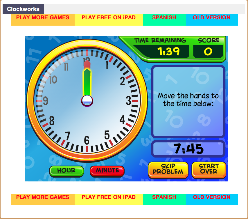 The English Cubby Telling the time games