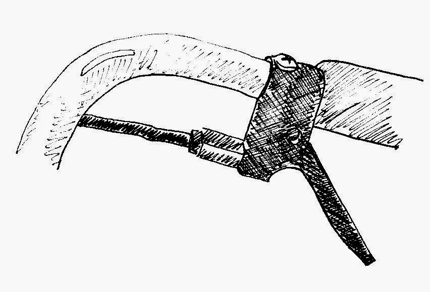 drawing of the tilt lever control on wheelchair by David Borden