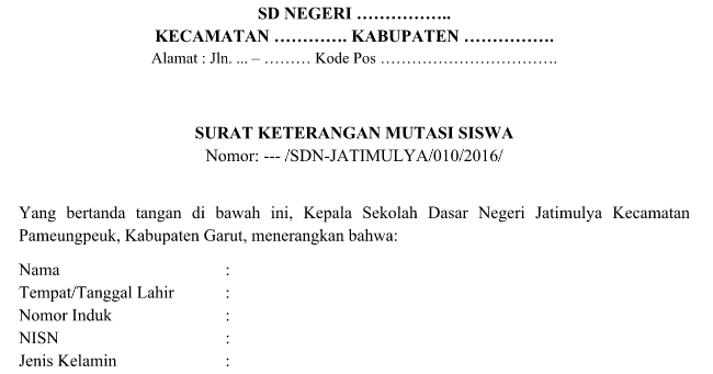 Contoh Surat Mutasi Guru Honorer Antar Sekolah Seputaran