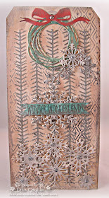 Tim Holt Tinsel stencil, Mini Paper Snowflakes, Sparkle & Christmas Stamp, BoBunny Glitter Paste, Prima Marketing Metallique Old Silver Wax