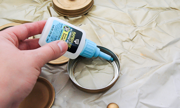 Gluing Mason jar lids and rings together