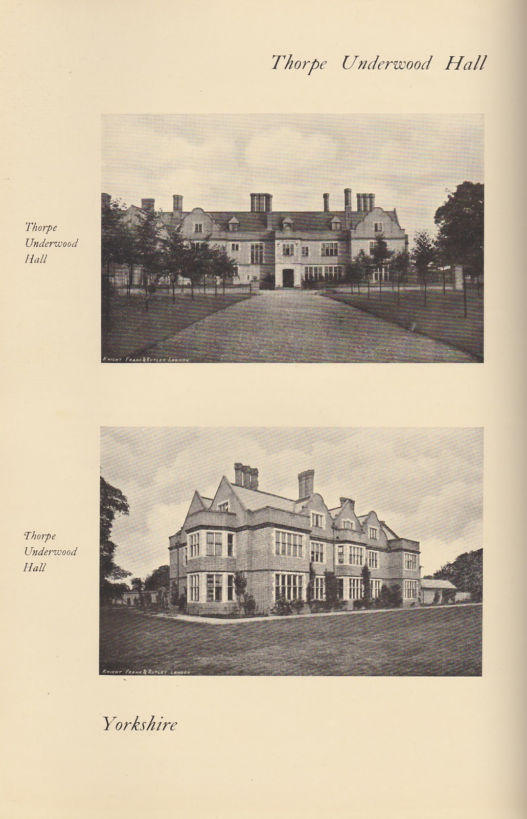 North Yorkshire History Thorpe Underwood Hall 1912