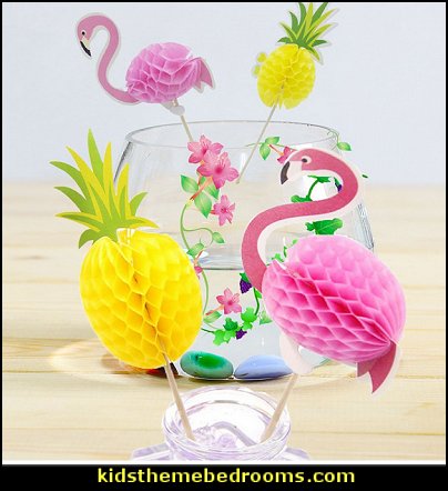 3D Flamingo Pineapple Cupcakes Toppers DIY Cakes Topper Picks Pineapple Topper For Wedding Birthday Luau Party Decoration