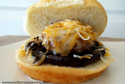 Grilled Bourbon Glazed Portobello Mushroom with a Mini Cheddar Jack Burger - Easy Life Meal & Party Planning