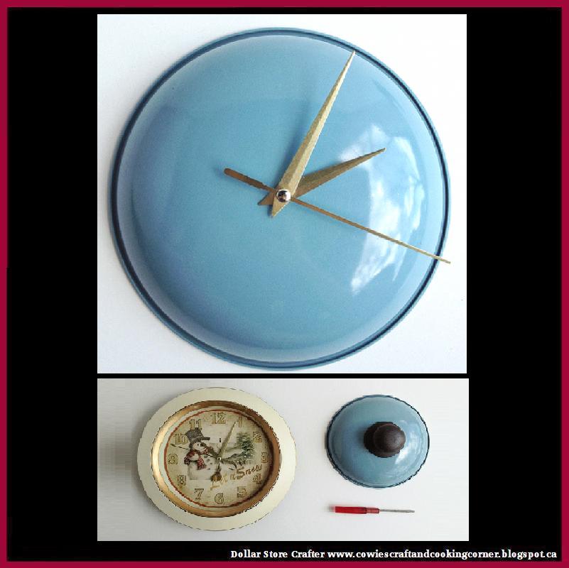 Dollar Store Crafter DIY Pot Lid Retro Wall Clock