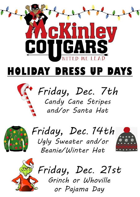 McKinley Elementary Cougars: McKinley Holiday Dress Up Days