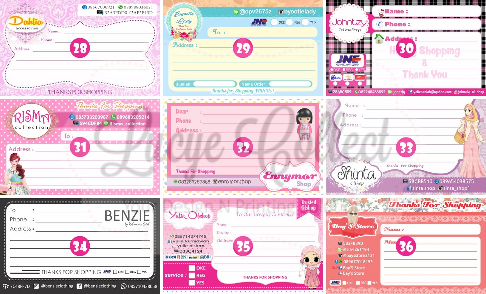 Stiker Pengiriman Olshop Custom Desain Lucye Collect